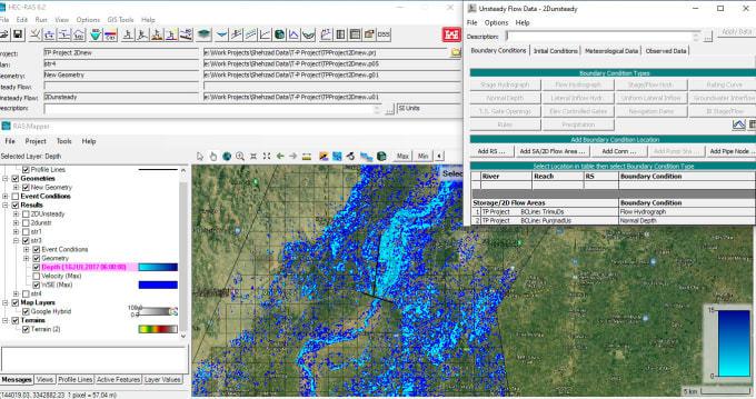 Gig Preview - Perform 1d and 2d hydraulic modelling using hecras