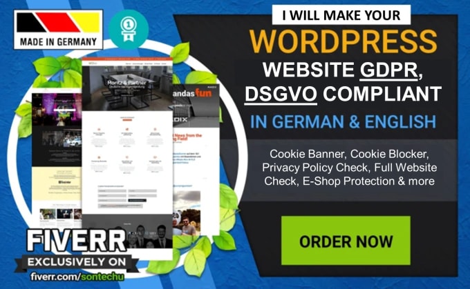 Gig Preview - Make your website dsgvo, gdpr compliant in german, english