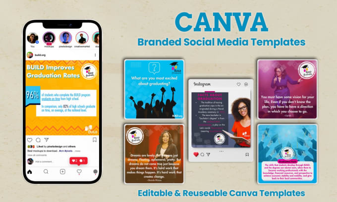 Gig Preview - Design editable canva templates for your social media