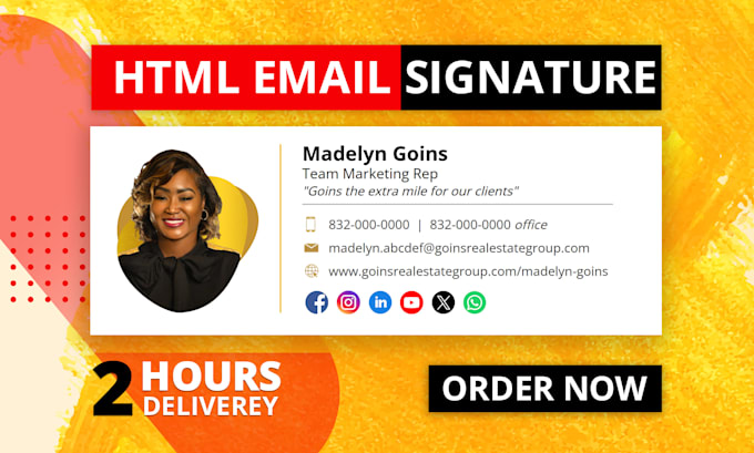 Gig Preview - Make a modern HTML email signature for outlook, gmail, and apple