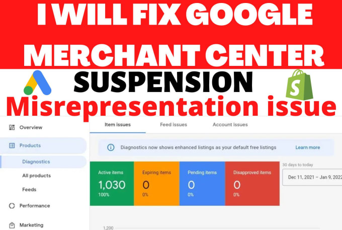 Gig Preview - Fix google merchant center suspension fix gmc reactive gmc