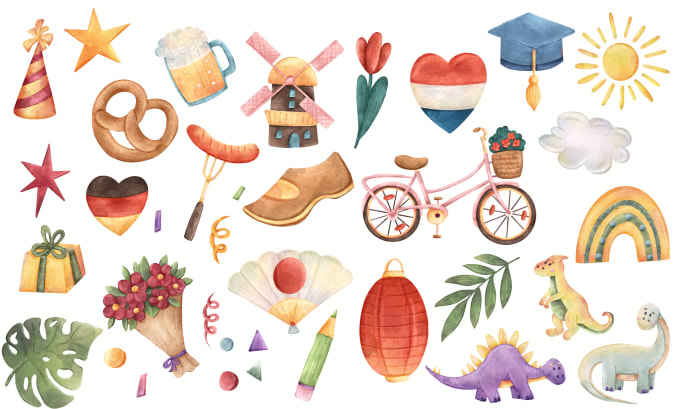 Bestseller - create a beautiful watercolor illustrations, icons, clipart