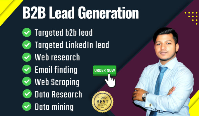 Gig Preview - B2b lead generation and email finding by linkedin research