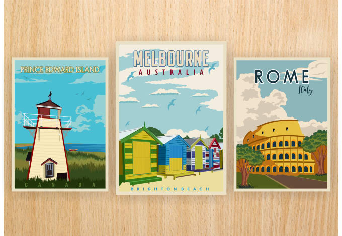 Gig Preview - Design the best retro vintage travel poster