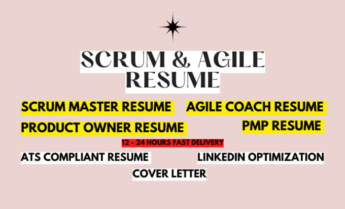 Gig Preview - Revise, edit, update scrum master resume pmp resume agile cv, cover letter