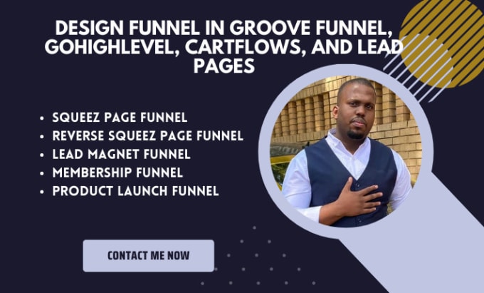 Gig Preview - Design funnel in groove funnel, gohighlevel, cartflows, lead pages