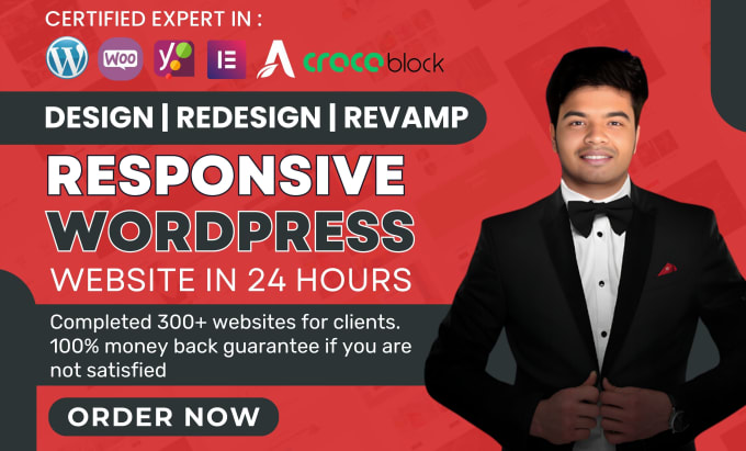 Gig Preview - Design redesign revamp responsive wordpress website in 24 hours elementor pro