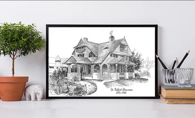 Gig Preview - Do a pencil sketch of your house, cottage, and bungalow