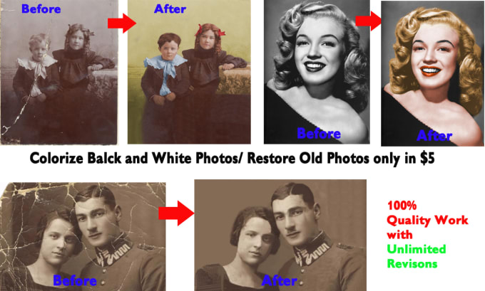 Gig Preview - Restore old photos and colorize old photos professionally