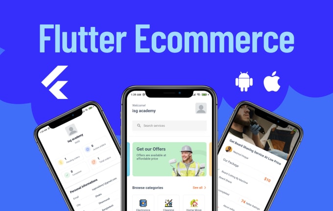 Gig Preview - Develop ecommerce app using flutter