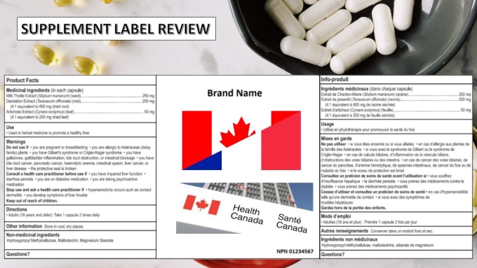 Gig Preview - Review your supplement label for health canada compliance