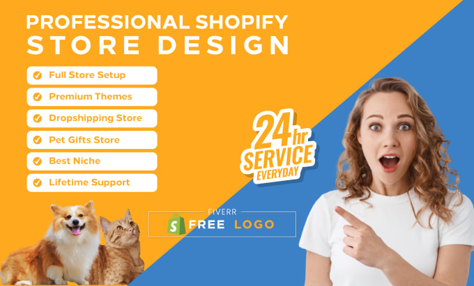 Gig Preview - Build a dog cat animal pet shopify store and dropshipping website