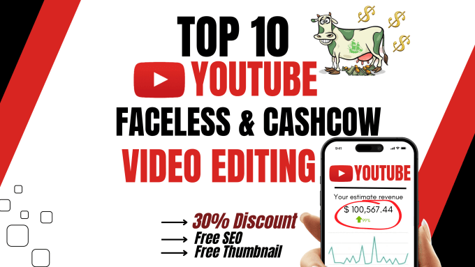 Make YouTube Top 10 Faceless Cashcow Videos and Video Editing