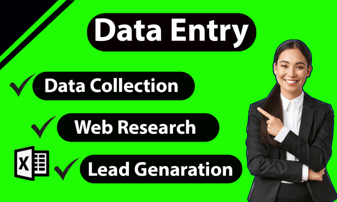 Gig Preview - Do data entry, web research, data mining, lead generation, and copy paste