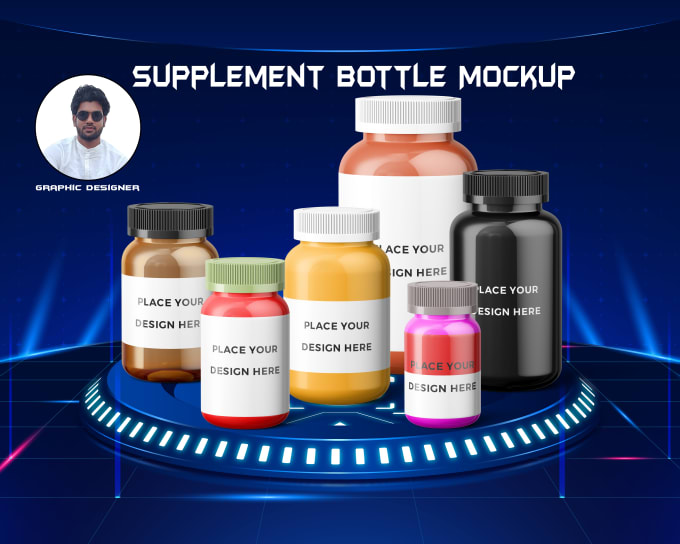 Gig Preview - Do realistic supplement bottle mockup for amazon and website