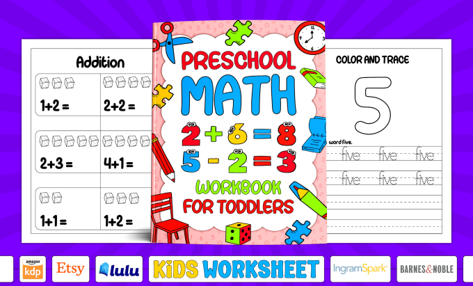 Gig Preview - Design kids worksheet preschool kindergarten activity book tracing workbook