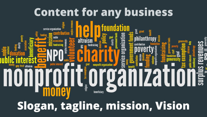 Gig Preview - Write an inspiring nonprofit mission statement, vision, about us, bio, slogans