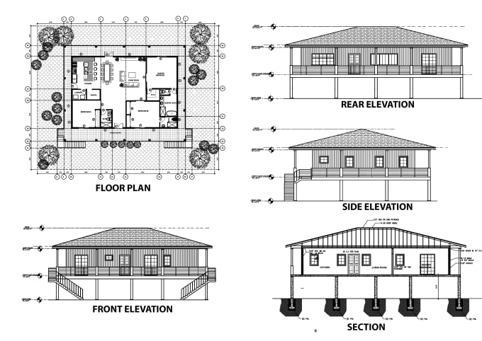 Gig Preview - Design detail floor plan,elevation,section,site plan in autocad