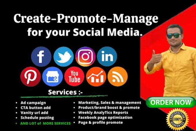 Gig Preview - Create manage and organic promote your social media