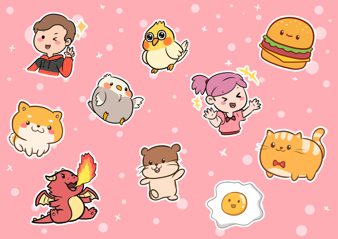 Gig Preview - Draw cute kawaii chibi character, animal, sticker, mascot