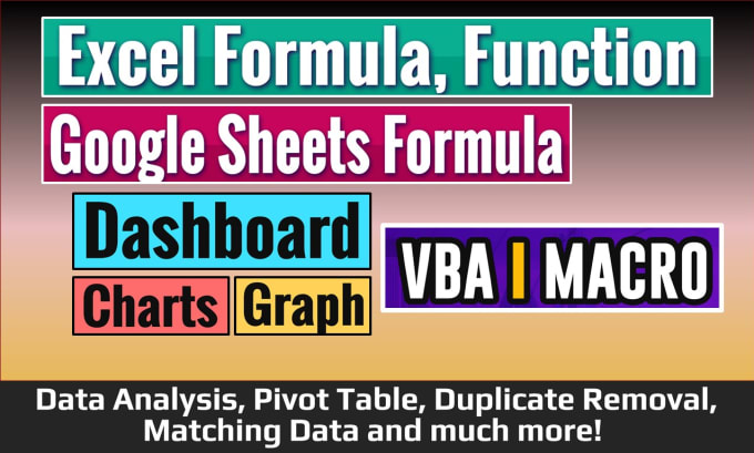 Bestseller - do microsoft excel formula, vba, macro, dashboard, google sheet chart graph