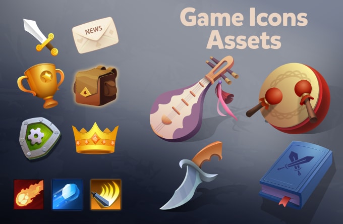 Gig Preview - Create nice 2d game assets, props, icons, objects and UI