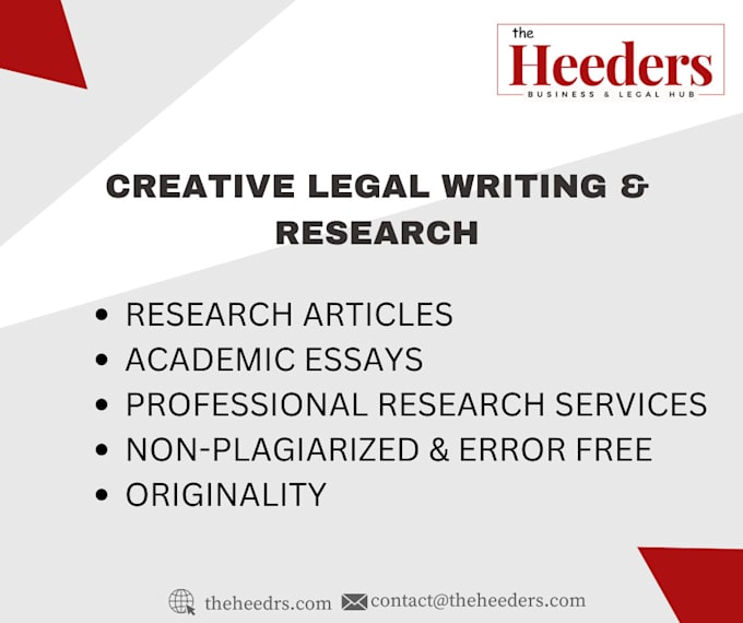 Gig Preview - Do impressive creative legal writings, research articles and original essays