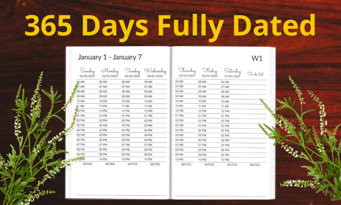 Gig Preview - Create 365 days fully dated diary, planners for amazon KDP