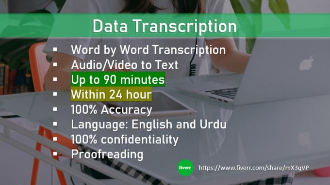 Gig Preview - Transcribe upto 60m audio video within  24 hour