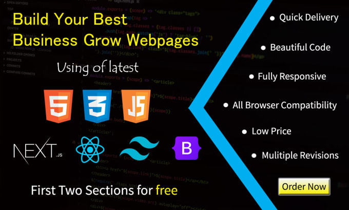 Bestseller - be your front end web developer react next js HTML CSS javascript tailwind