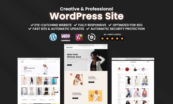 Gig Preview - Create responsive wordpress site, ecommerce store, blog