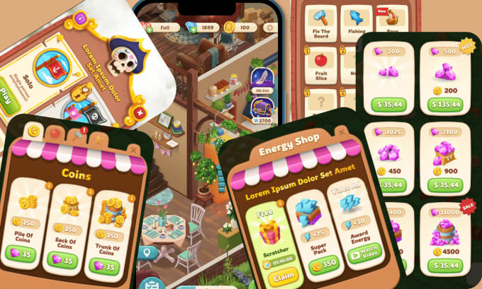 Gig Preview - Design perfect game UI ,reskin unity mobile games