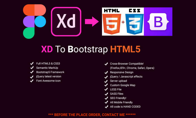 Gig Preview - Convert xd, figma to HTML CSS bootstrap