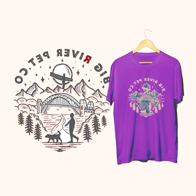 Gig Preview - Make a drawn vintage retro outdoor design logo and  t shirt