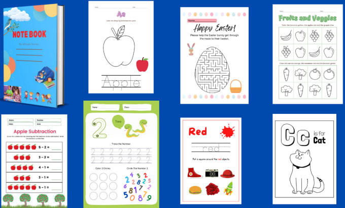 Gig Preview - Design kids worksheets activity book and coloring pages