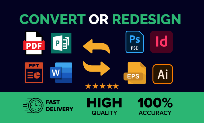 Gig Preview - Convert or redesign your pdf, word, pub, PPT, ai, indesign