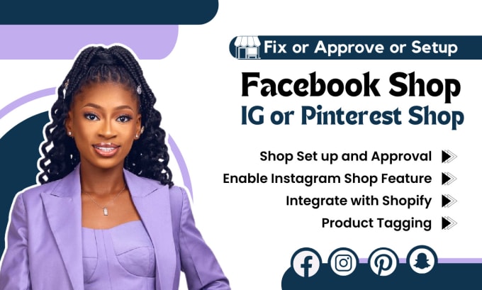 Gig Preview - Fix rejected fb shop , setup  facebook shop  and instagram shop and tiktok shop