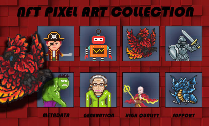 Gig Preview - Draw and create your nft pixel art collection up to 10k