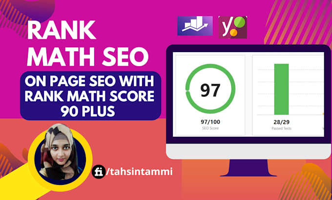 Gig Preview - Setup wordpress rank math SEO 90 plus score on page yoast optimization 24 hours