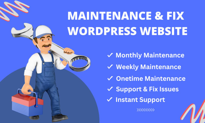 Gig Preview - Do maintenance wordpress website monthly, fix bugs, wordpress issues or errors