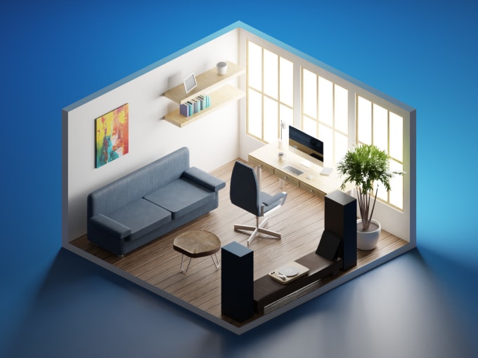 Gig Preview - Create isometric 3d room concept for you