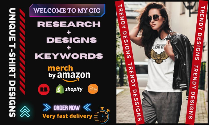 Gig Preview - Design a unique  high quality merch by amazon t shirts