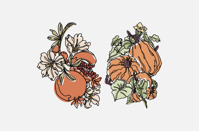 Gig Preview - Draw floral object, fruit, plant line art illustration in 24 hours