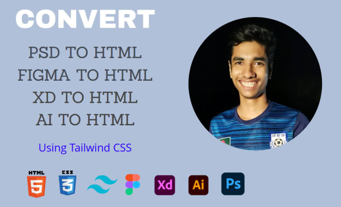 Gig Preview - Convert psd to html, figma to html responsive tailwind css