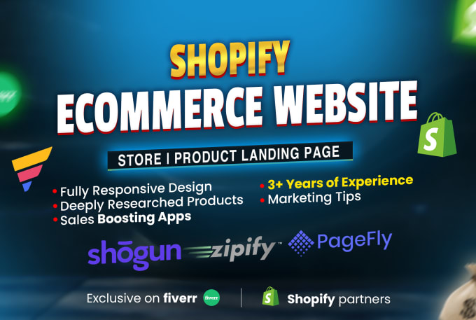 Gig Preview - Create one product shopify store,product landing page by pagefly,gempages,shogun