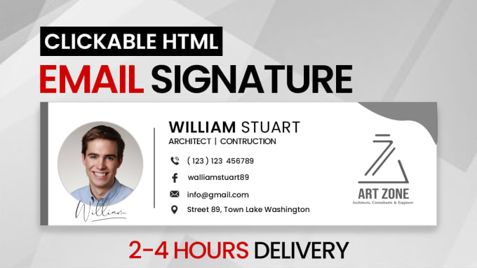 Gig Preview - Make a clickable HTML email signature for gmail, outlook, etc