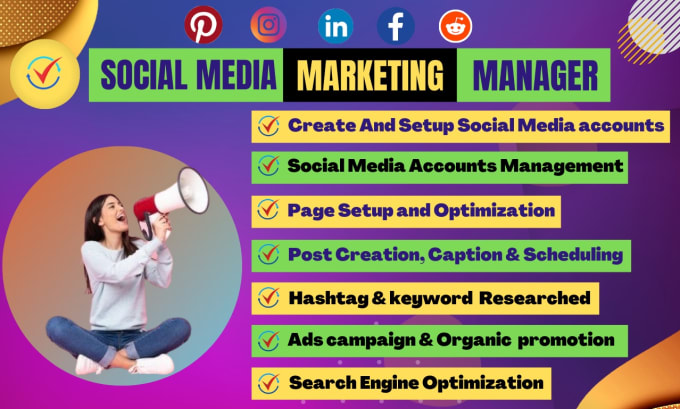 Gig Preview - Be your professional social media marketing manager