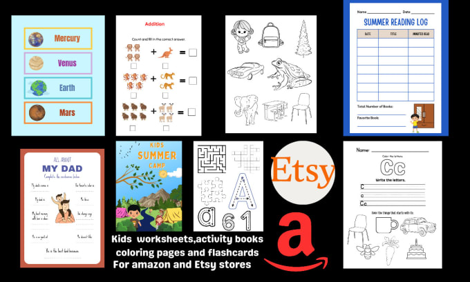 Bestseller - design kids worksheets activity books, flashcards and coloring pages