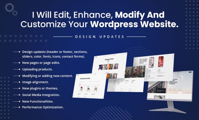 Gig Preview - Edit, modify, and customize your wordpress website