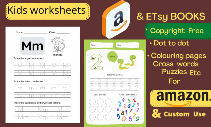 Gig Preview - Design preschool kindergarten kids activity book worksheets kdp tracing workbook